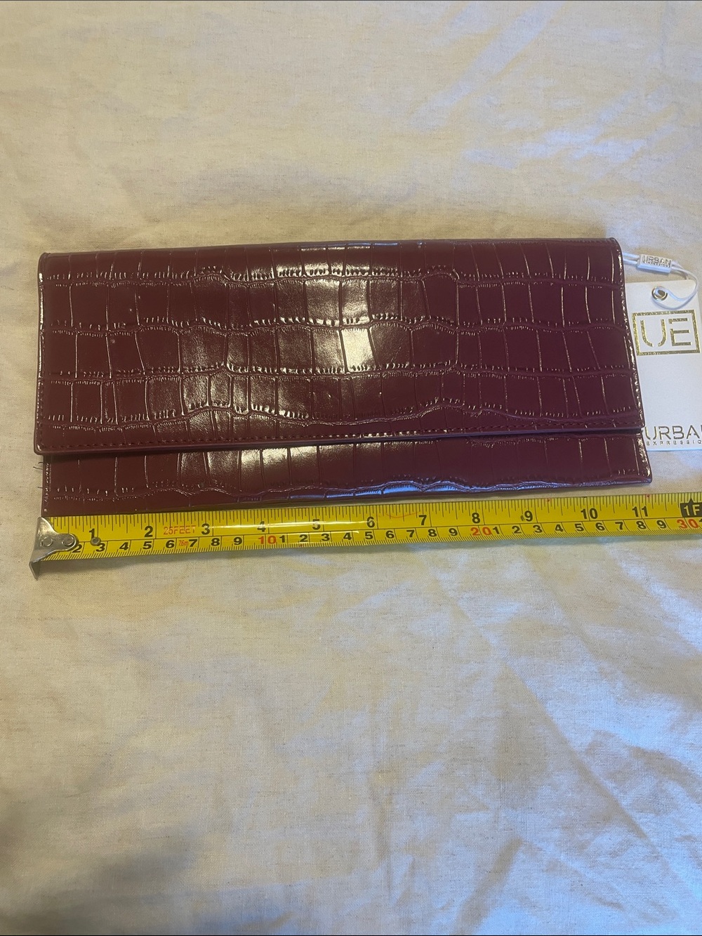 Urban Expressions Croc-Embossed Burgundy Fold-Over Clutch